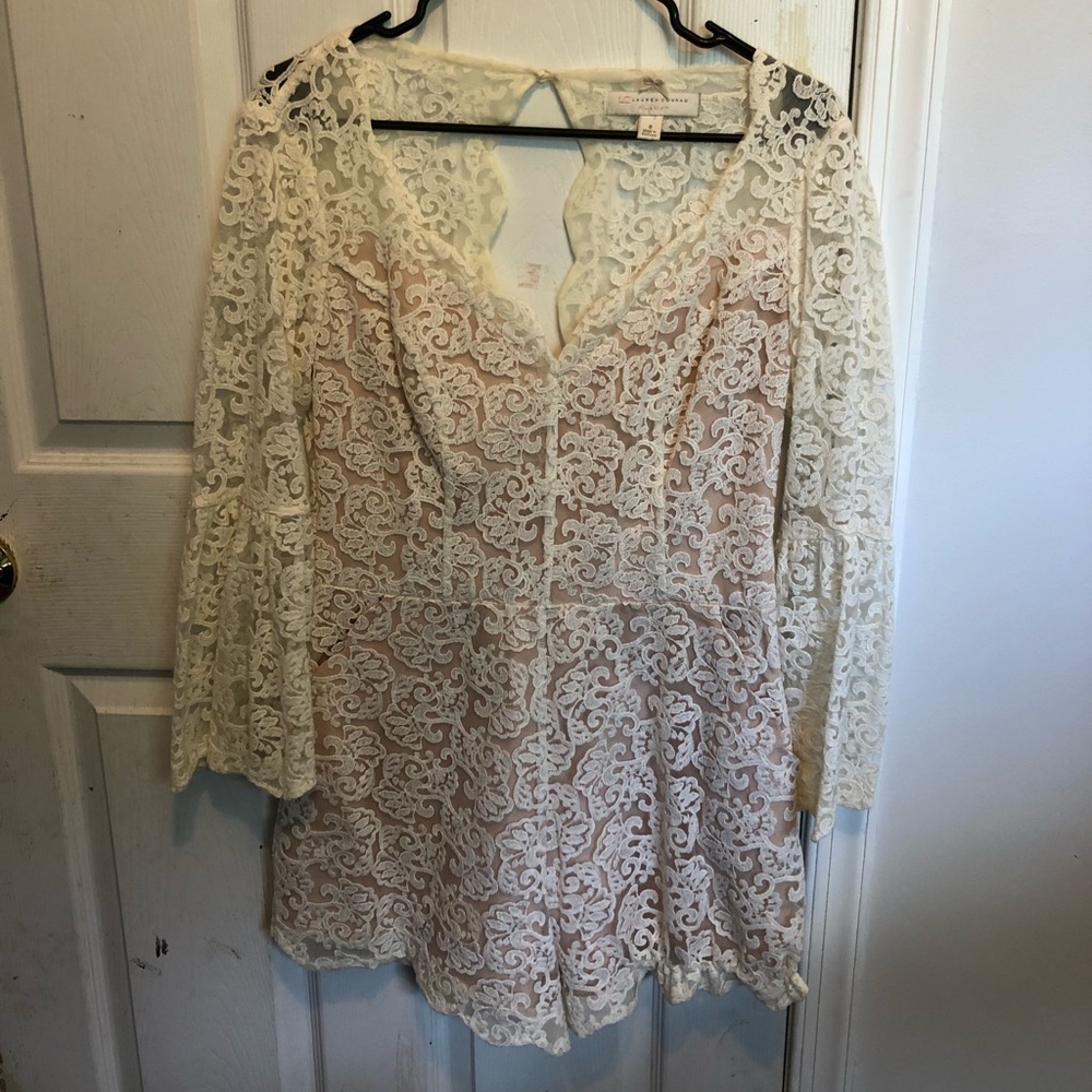 White lace Lauren Conrad romper